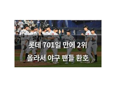 롯데 701일 만에 2위 올라서 야구 팬들 환호