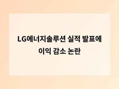LG에너지솔루션 실적 발표에 이익 감소 논란
