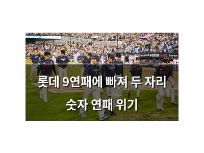 롯데 9연패에 빠져 두 자리 숫자 연패 위기