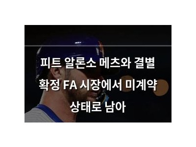 피트 알론소 메츠와 결별 확정 FA 시장에서 미계약 상태로 남아