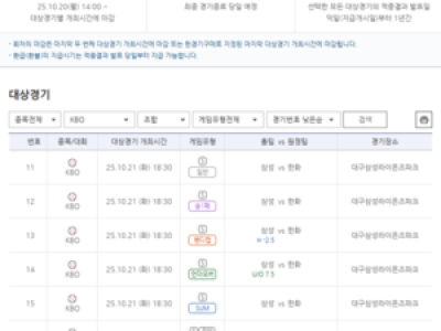 프로토 승부식 124회차 삼성 vs 한화 경기 정보 공개