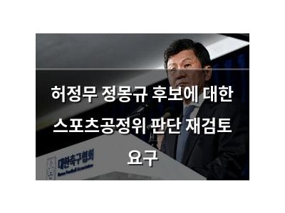 허정무 정몽규 후보에 대한 스포츠공정위 판단 재검토 요구